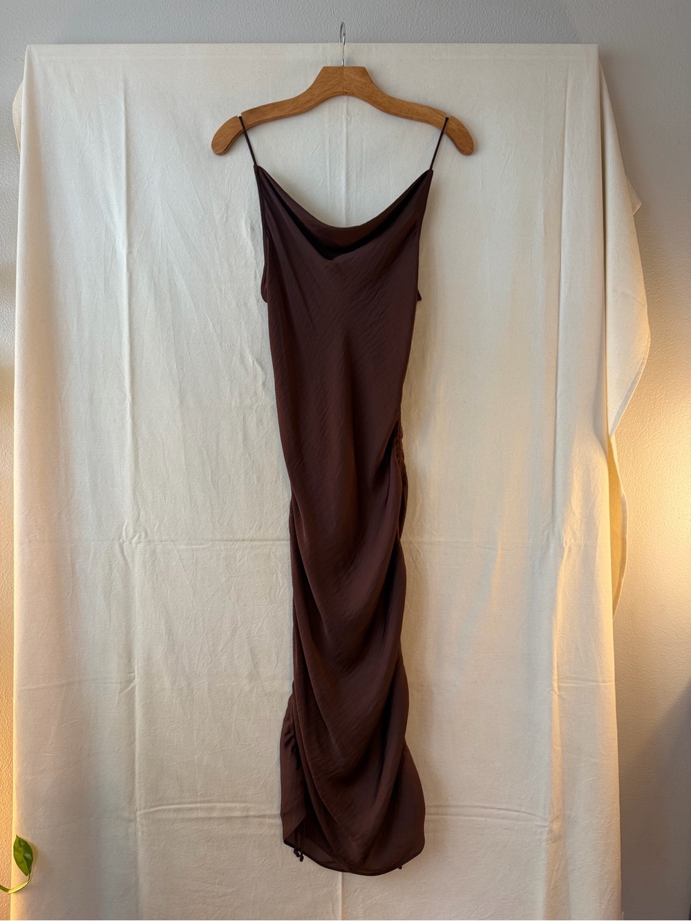 Free People Chocolate Brown Cowl Slip Midi Dress